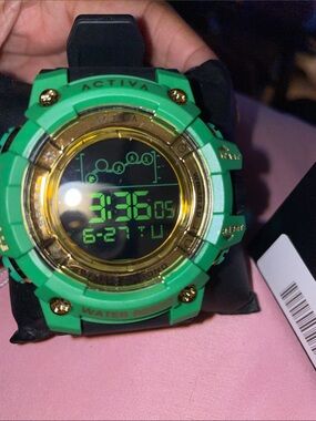 Ativa Green Digital Sports Watch with Gold-Tone Bezel